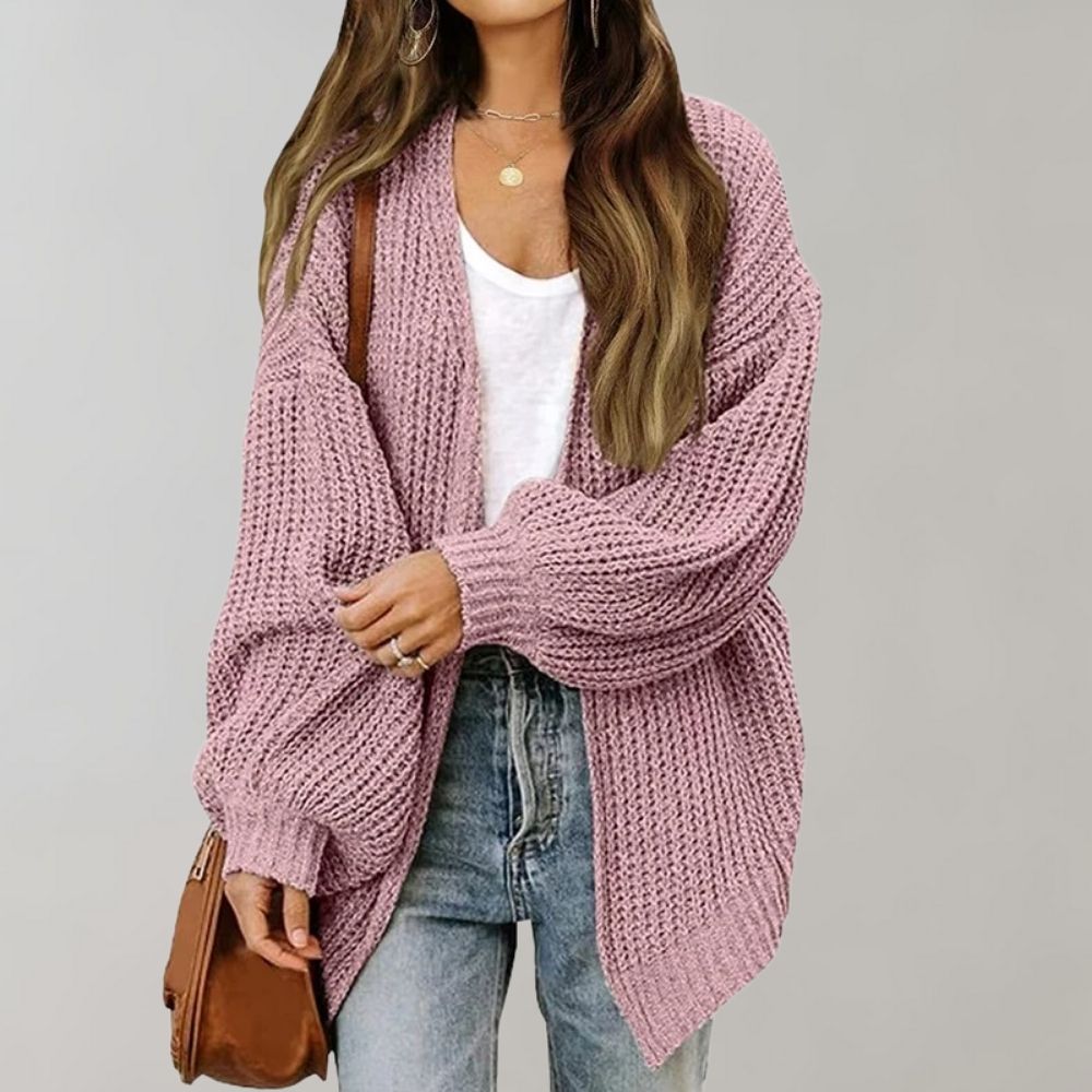 Damen Strickjacke Offen Vorne Modern Freizeit