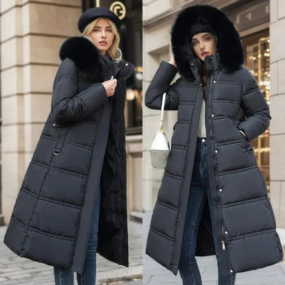 Luxus Winterjacke Damen Modern Schwarz