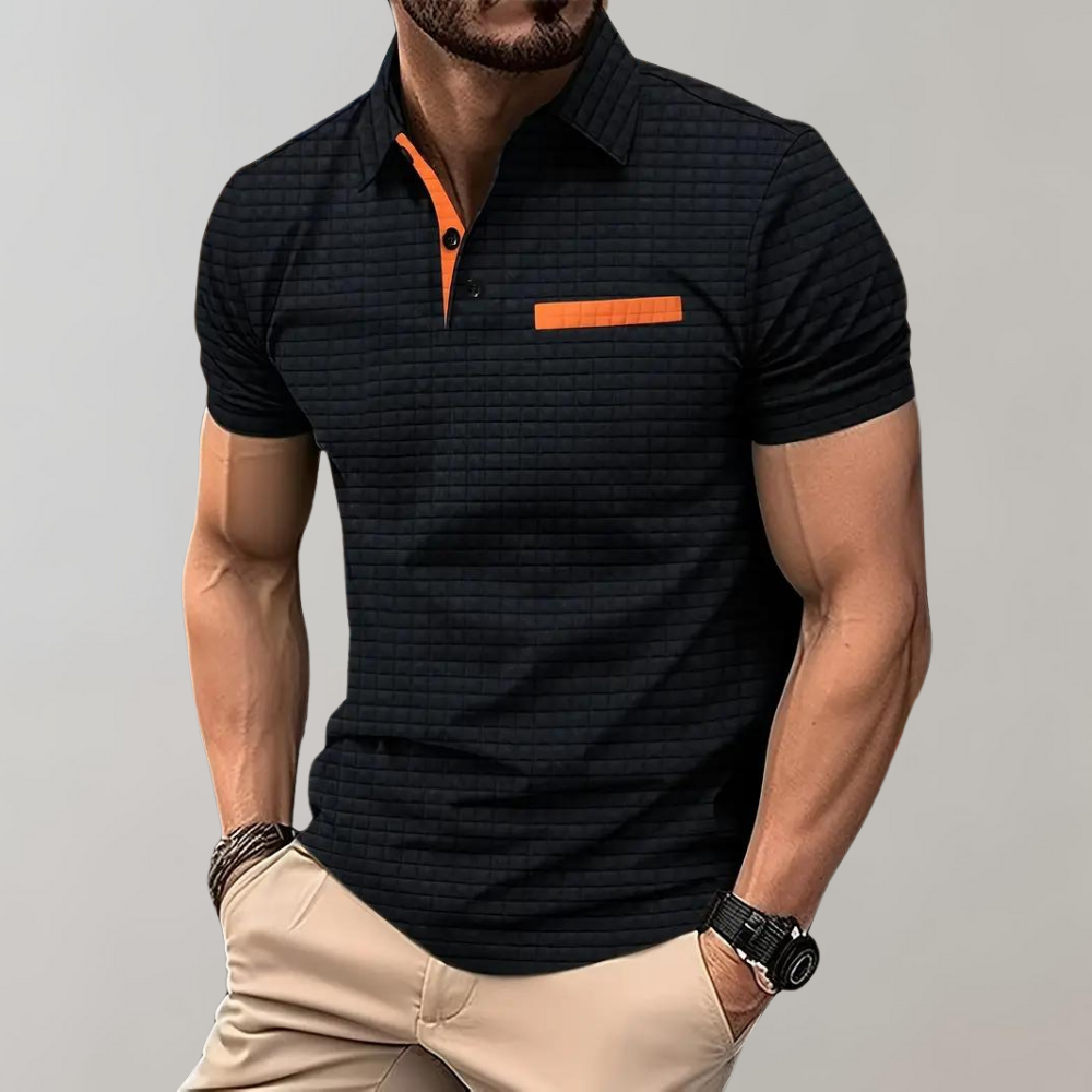 Poloshirt Herren Waffelstrick Kontrastfarbe Modern