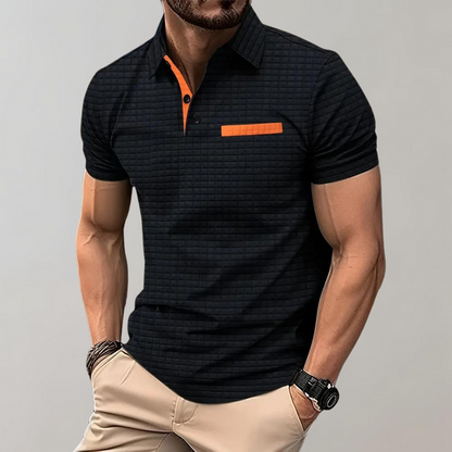 Poloshirt Herren Waffelstrick Kontrastfarbe Modern