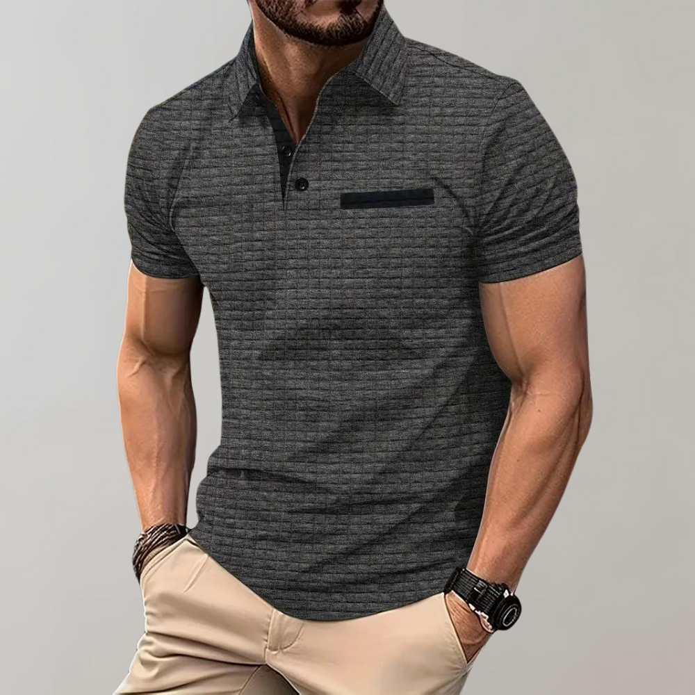 Poloshirt Herren Waffelstrick Kontrastfarbe Modern