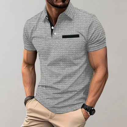 Poloshirt Herren Waffelstrick Kontrastfarbe Modern