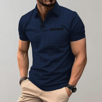 Poloshirt Herren Waffelstrick Kontrastfarbe Modern