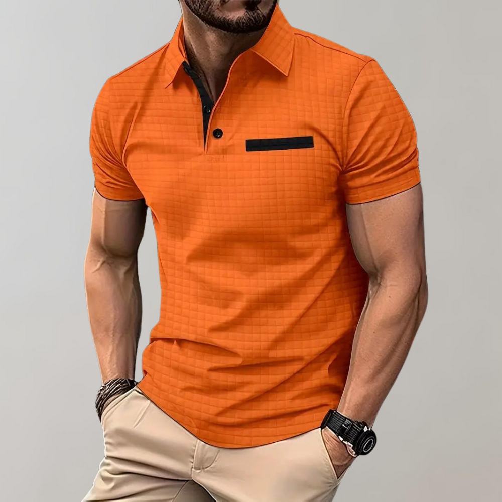 Poloshirt Herren Waffelstrick Kontrastfarbe Modern
