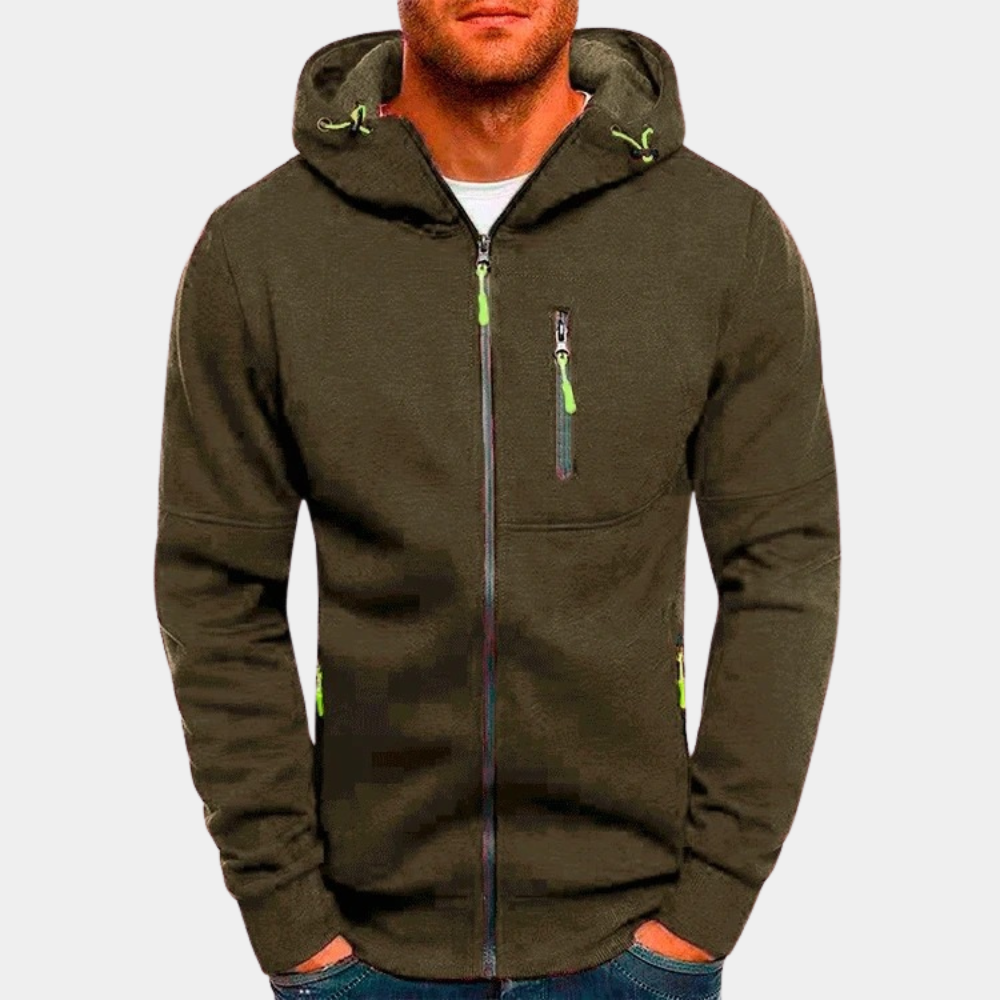Lässiger Herren Hoodie mit Reißverschluss Schwarz