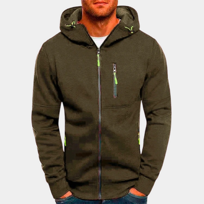 Lässiger Herren Hoodie mit Reißverschluss Schwarz