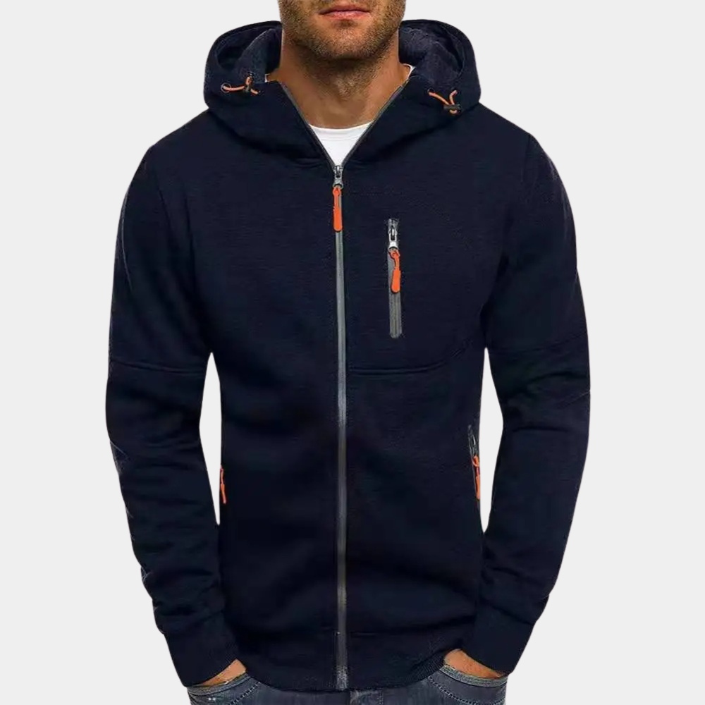 Lässiger Herren Hoodie mit Reißverschluss Schwarz