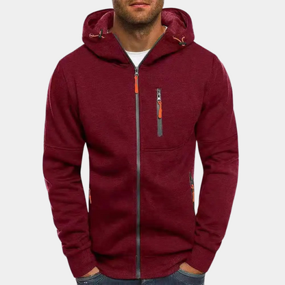 Lässiger Herren Hoodie mit Reißverschluss Schwarz