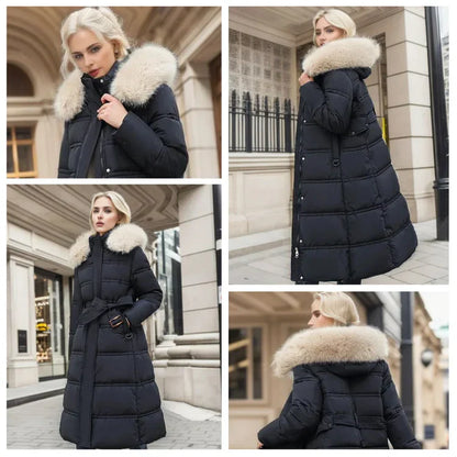 Luxus Winterjacke Damen Modern Schwarz
