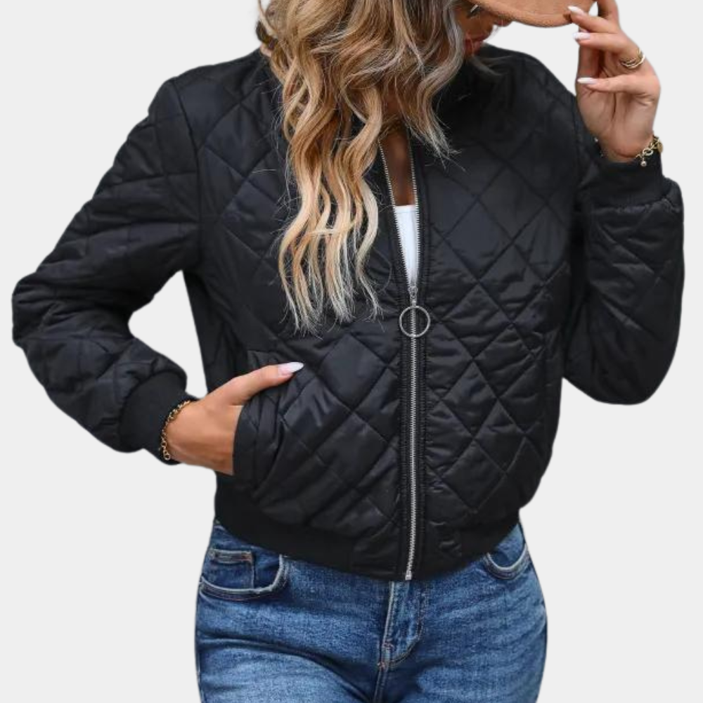 Damen Steppjacke Kurz Modern Reißverschluss - BerlinGlamour