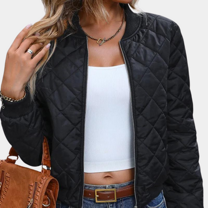 Damen Steppjacke Kurz Modern Reißverschluss