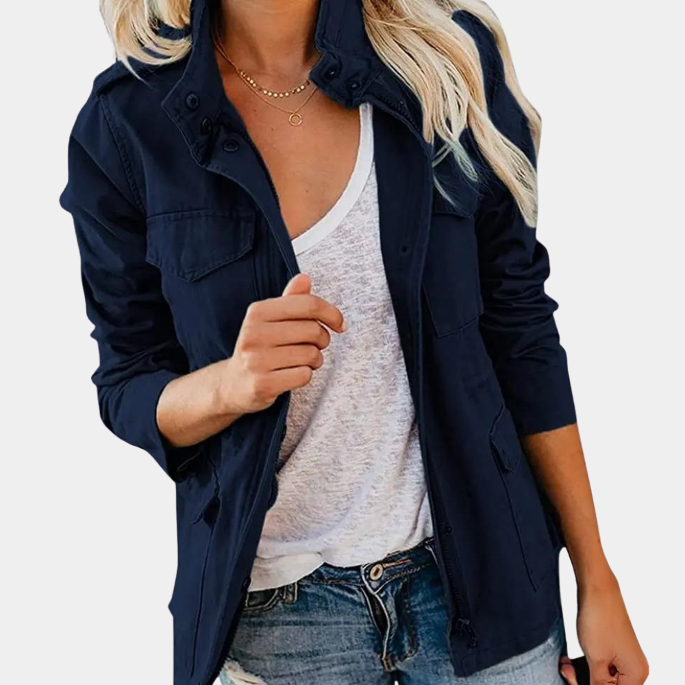 Frauen Lederjacke Lässig Modern Schwarz