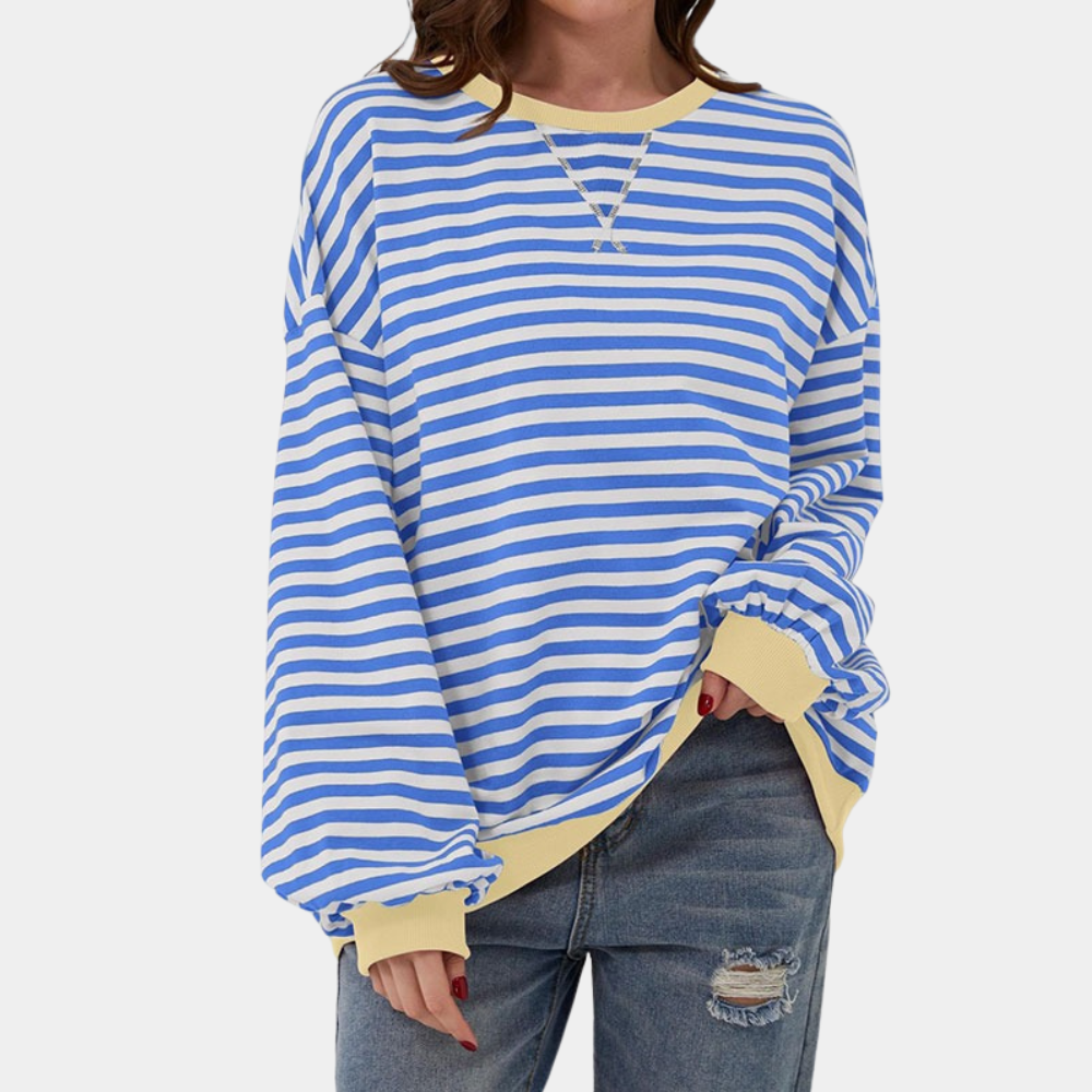 Modischer Damen-Pullover mit Streifen in Übergröße - Gioia