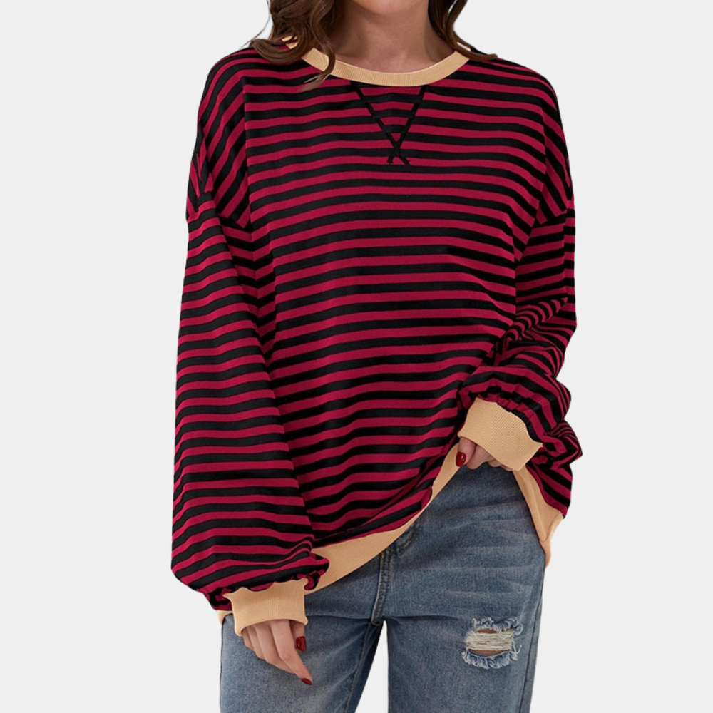 Modischer Damen-Pullover mit Streifen in Übergröße - Gioia