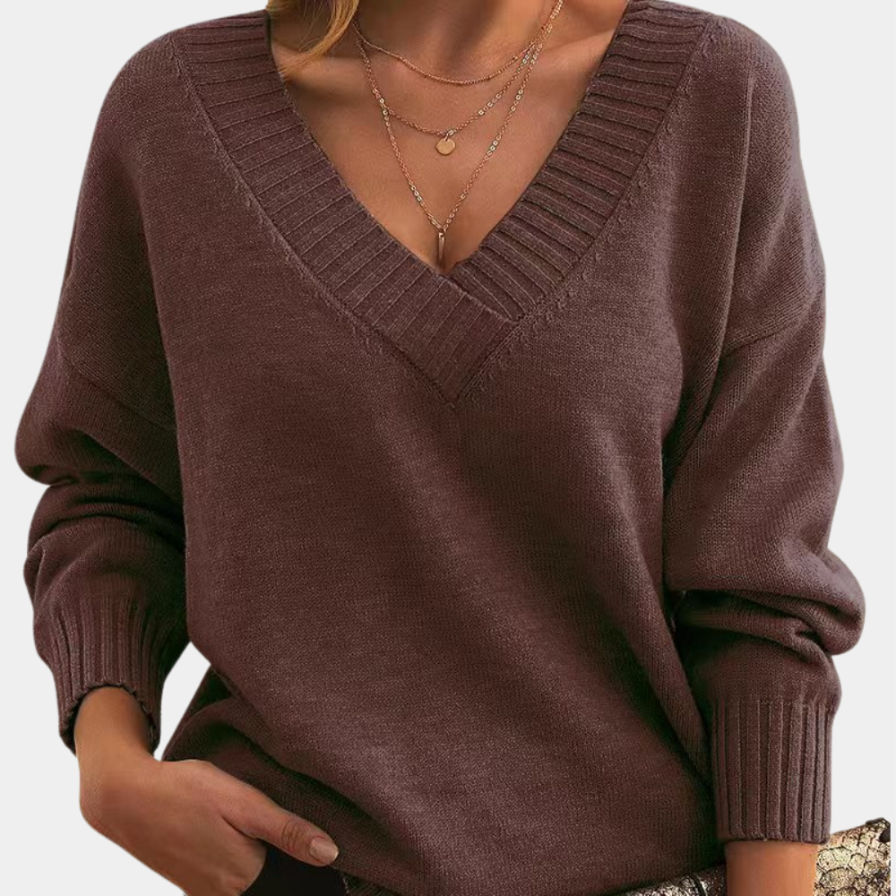 Damenpullover mit V-Ausschnitt im modernen Stil