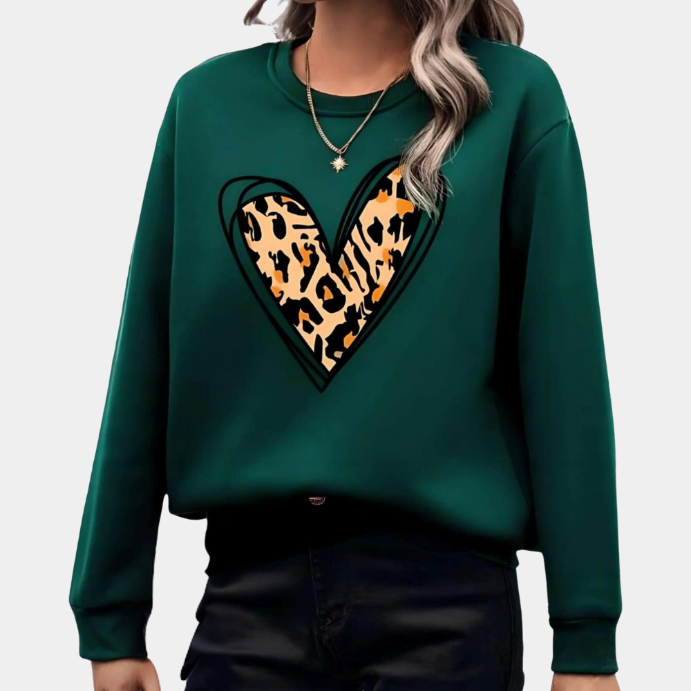 Herzerwärmender Damenpullover mit niedlichem Herzprint