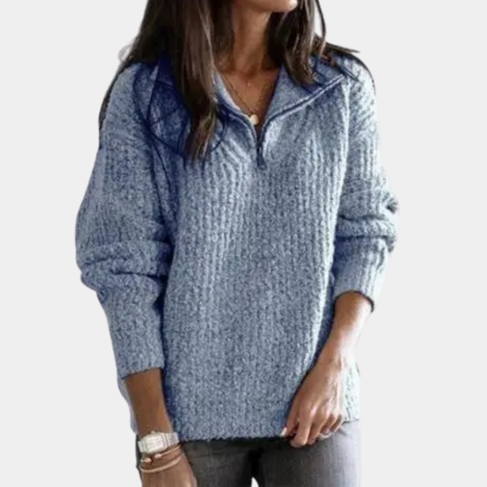 Damensweater Adrianna: Modern, bequem, mit kurzem Reißverschluss