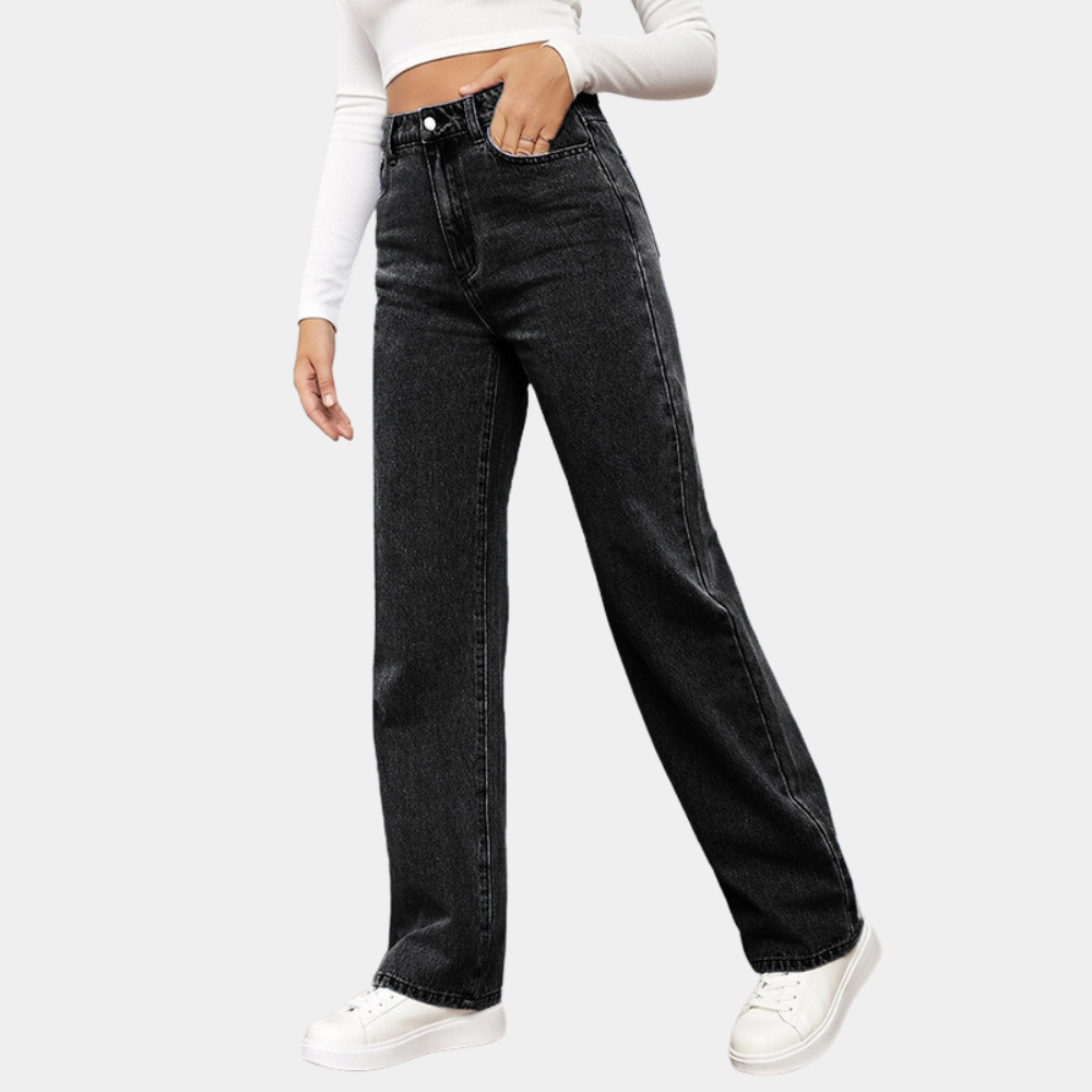 Hohe Taille Straight Leg Jeans Damen