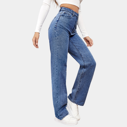 Hohe Taille Straight Leg Jeans Damen - BerlinGlamour