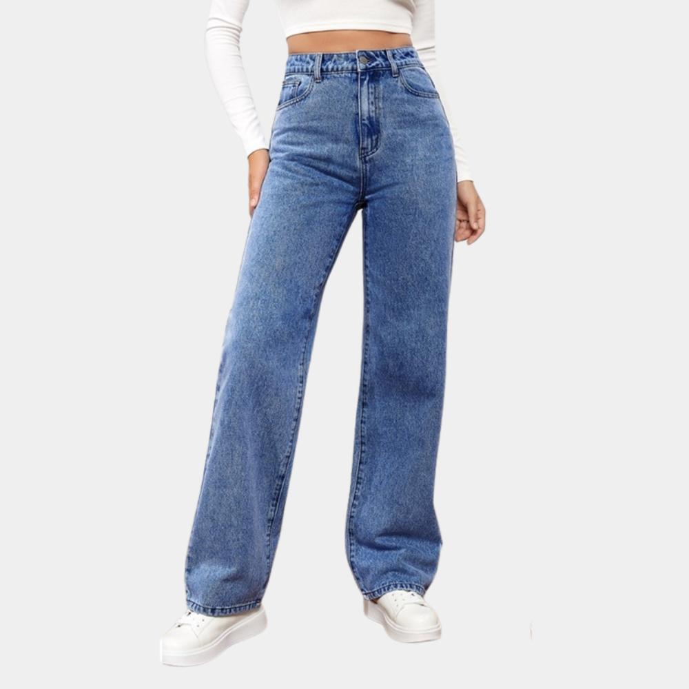 Hohe Taille Straight Leg Jeans Damen