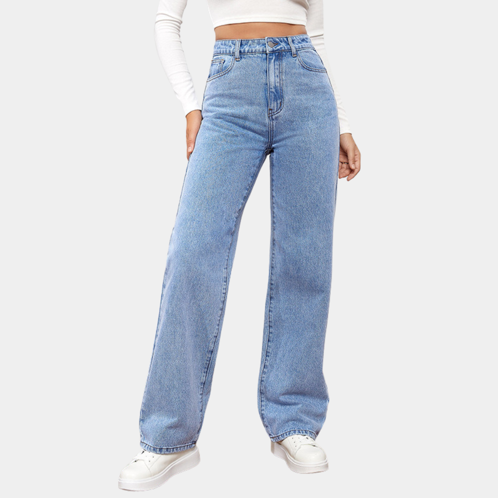 Hohe Taille Straight Leg Jeans Damen