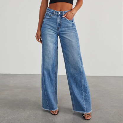Damen Jeans Weit Geschnittene Vintage Used Look - BerlinGlamour