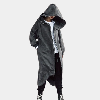 Lange Damenwinterjacke Kapuze Reißverschluss Warm
