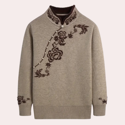 Elegantes Damen-Pullover mit edlem Mandarin-Kragen von Emiliya