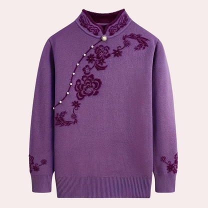 Elegantes Damen-Pullover mit edlem Mandarin-Kragen von Emiliya