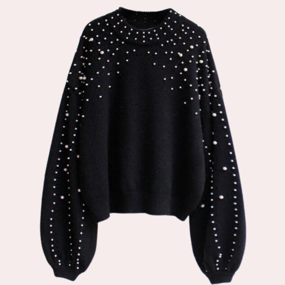 Eleganter Damenpullover mit hübschen Perlen