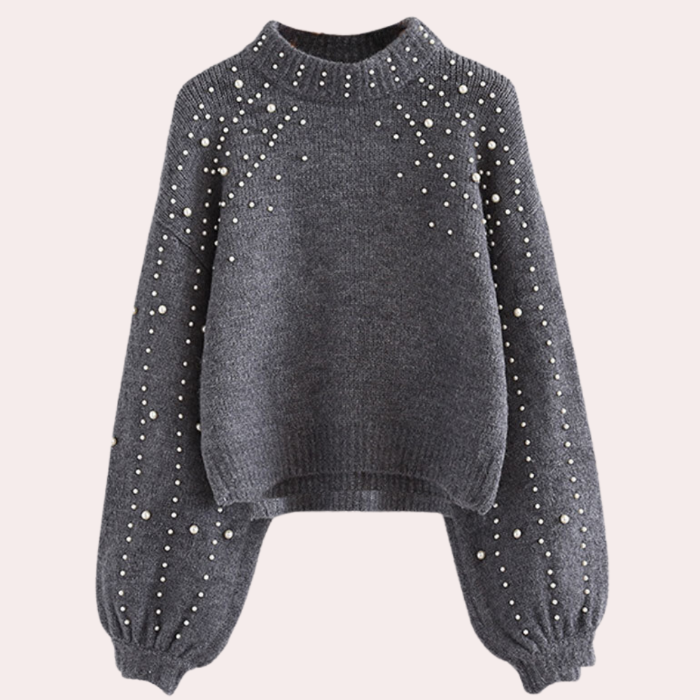 Eleganter Damenpullover mit hübschen Perlen