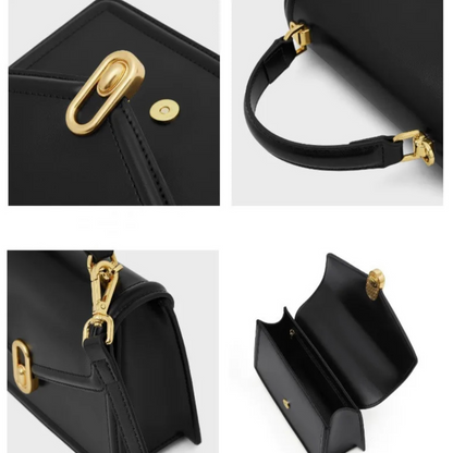 Elegante Damenhandtasche mit Top-Handle und Gold-Verschluss