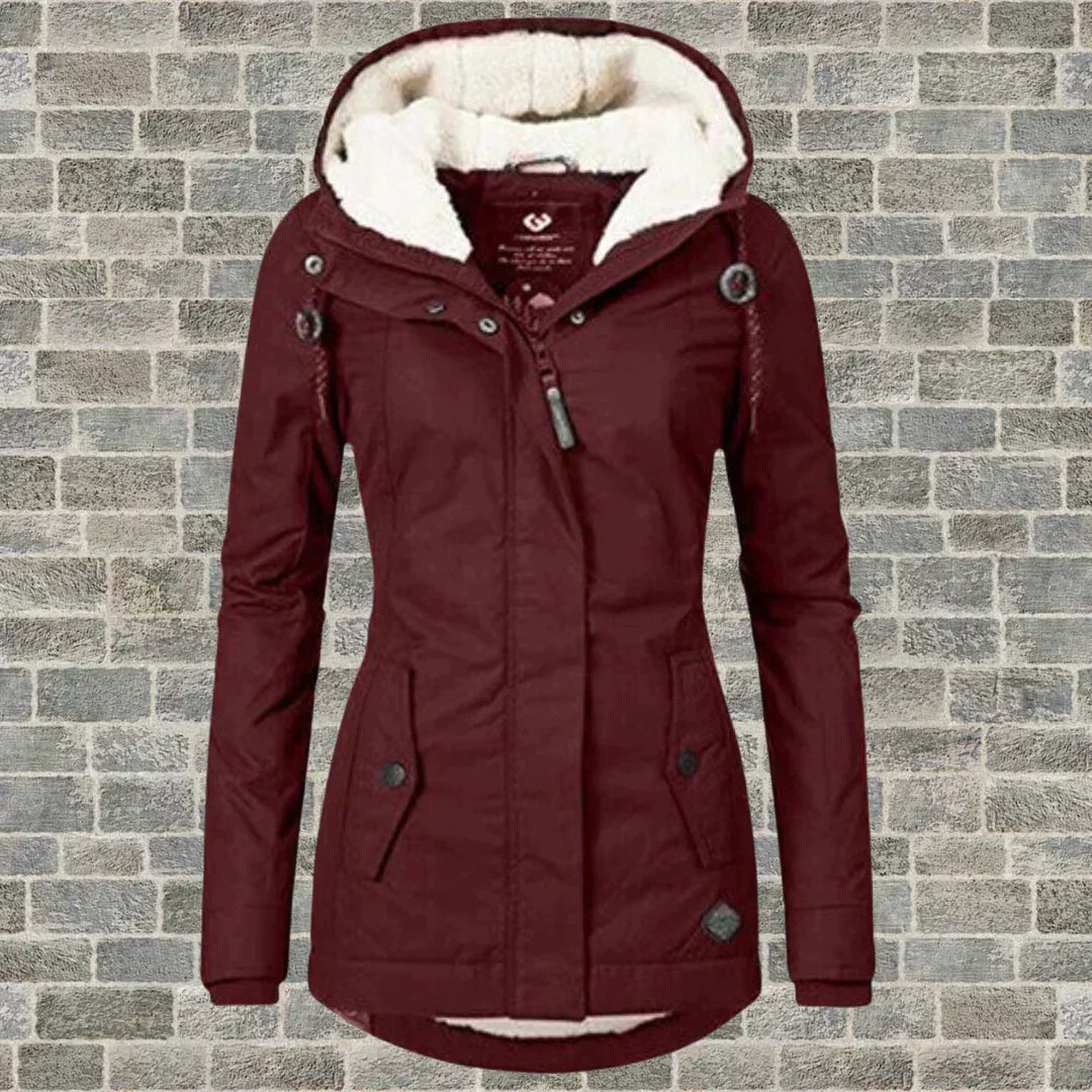 Modischer Wintermantel mit Kapuze Damen