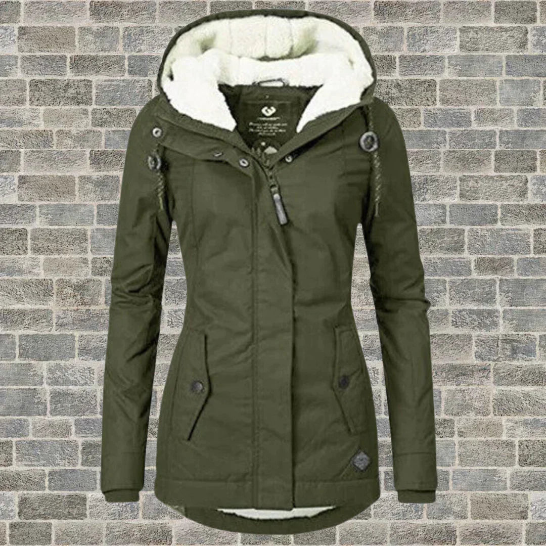 Modischer Wintermantel mit Kapuze Damen