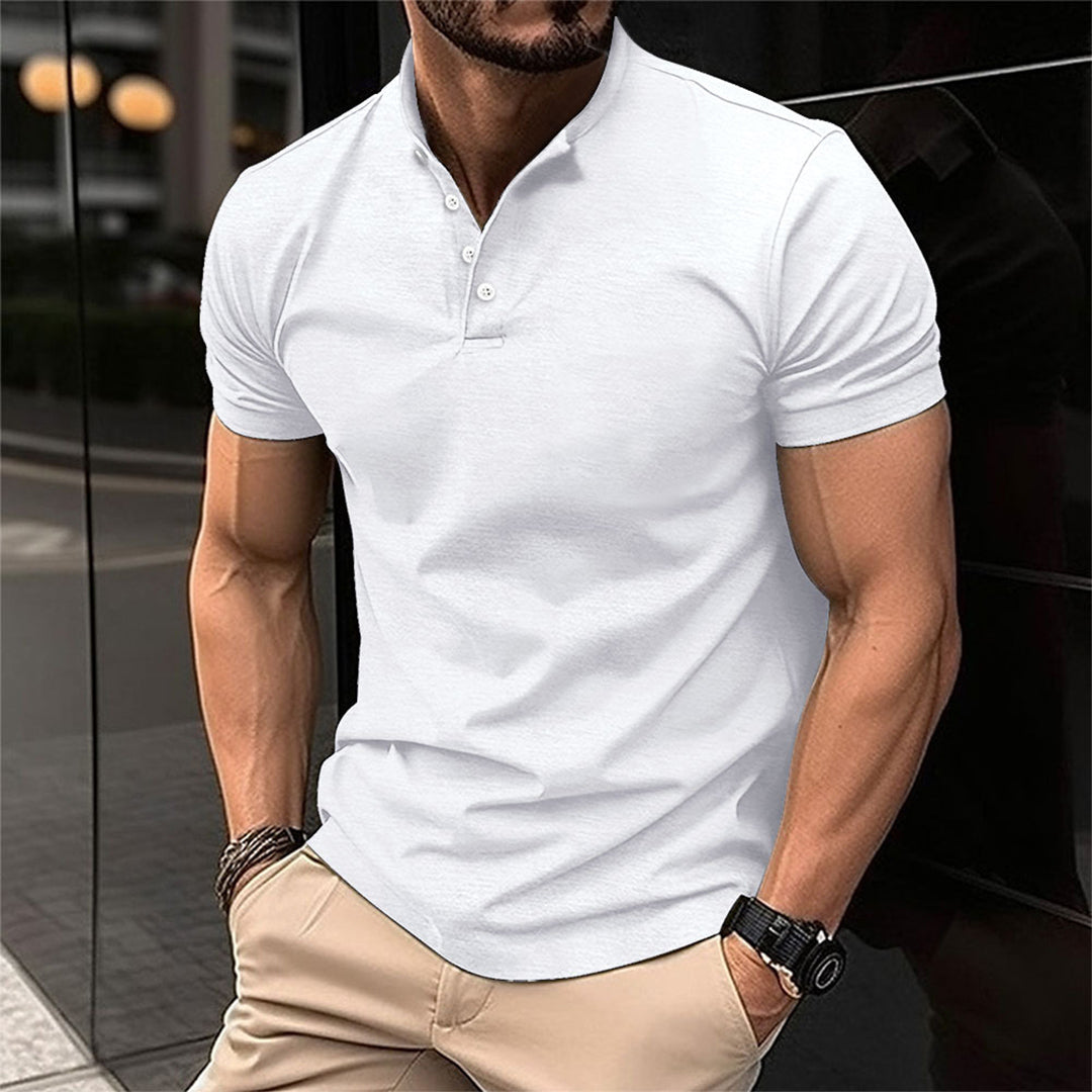 Männer Kurzarmshirt Stehkragen Modern Sommer