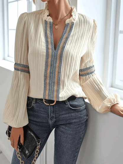 Boho Bluse Damen Spitzen Top Chic Frauen