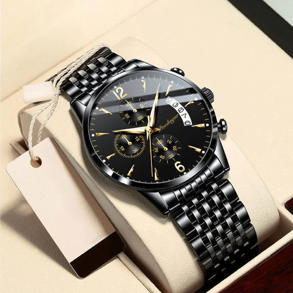 Herren Armbanduhr Stahl Edel Elegant