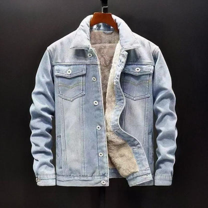 Herren Jeansjacke Warm Gefüttert Fleece