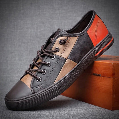 Herren Leder Sneaker Schwarz Elegantes Design