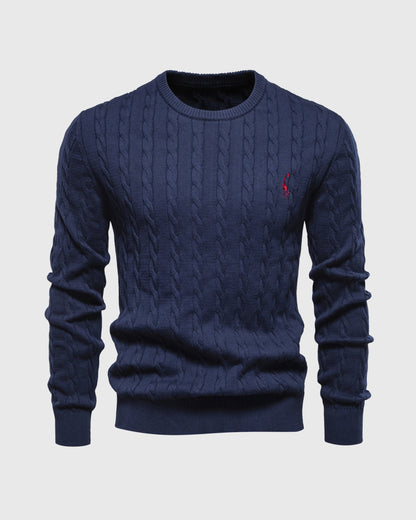 Herren Strickpullover Zopfmuster Baumwolle Bequem