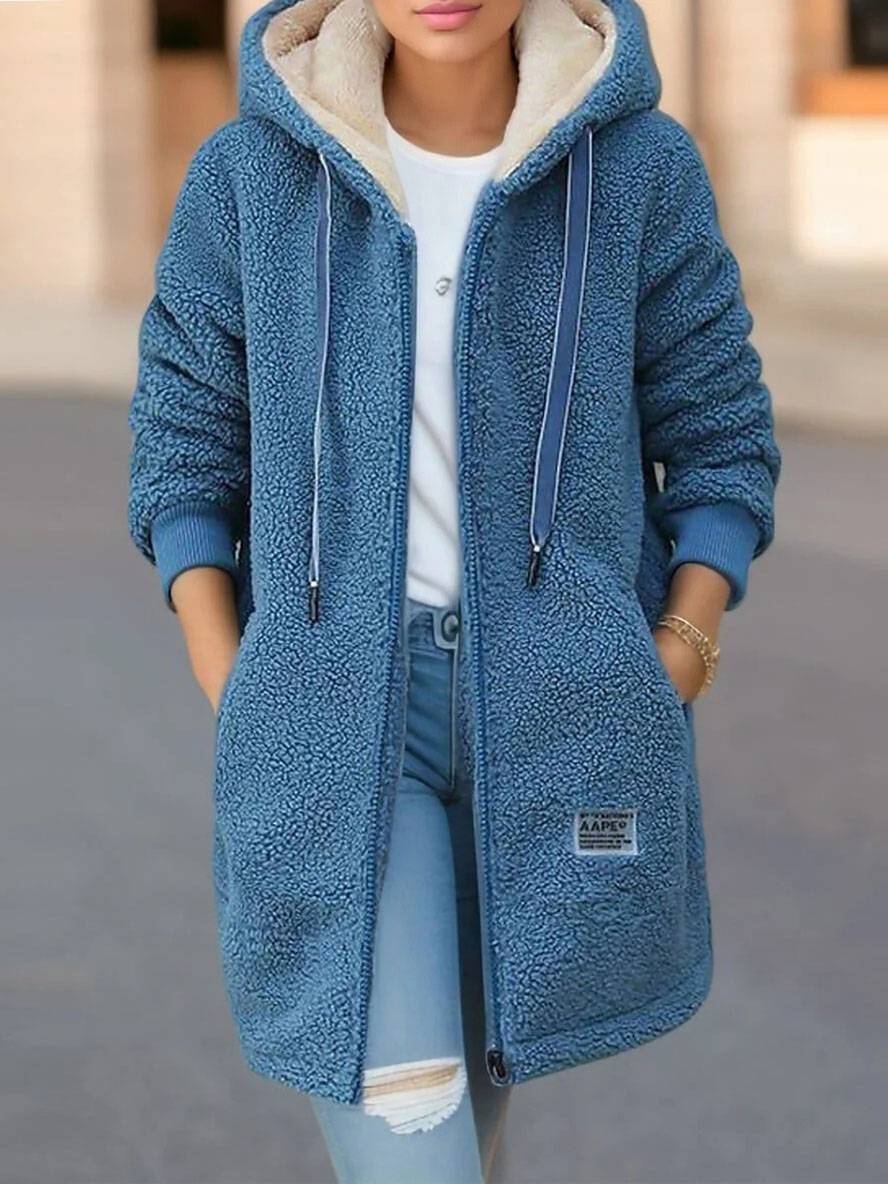 Damen Hoodie Jacke Langärmelig Reißverschluss Winterjacke - BerlinGlamour