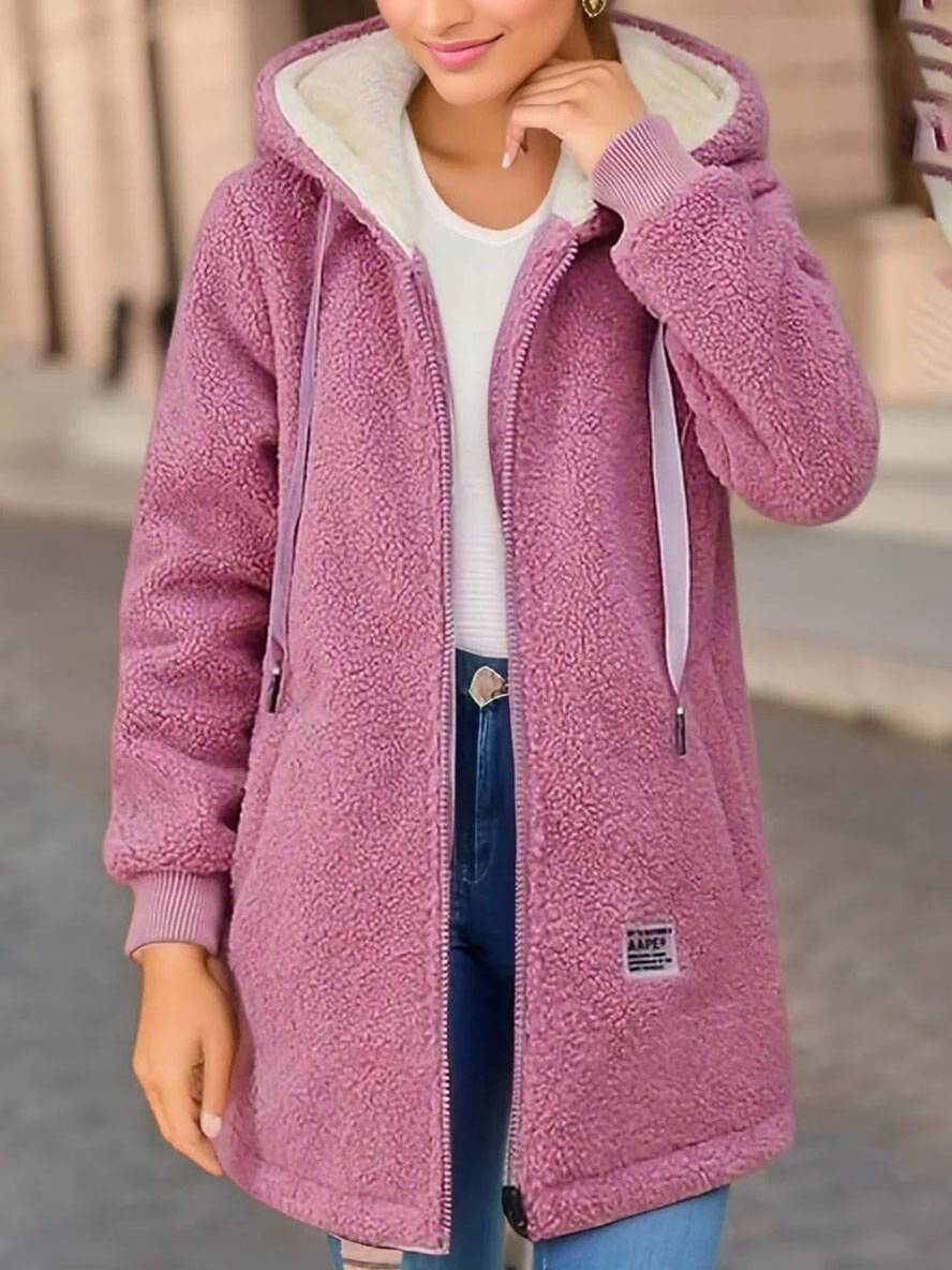 Damen Hoodie Jacke Langärmelig Reißverschluss Winterjacke