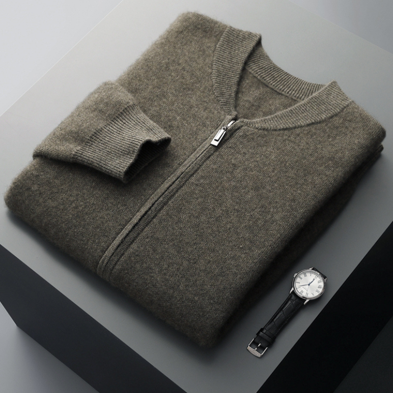 Herren Strickjacke Woll Warm Reißverschluss Hochwertig