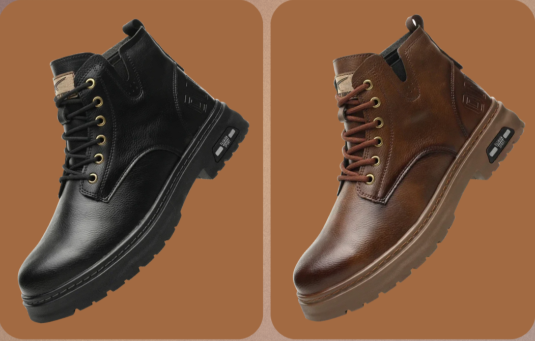 Herren Schnürstiefel Robust Reißverschluss Wasserfest