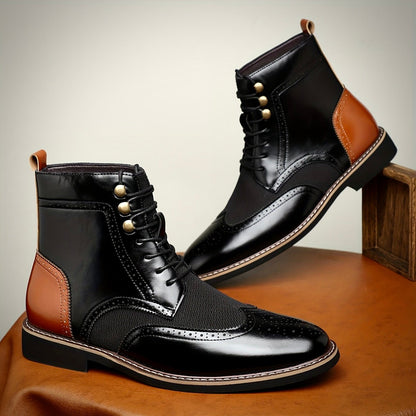 Herren Lederstiefel Oxford Elegante Schwarz Lederschuhe