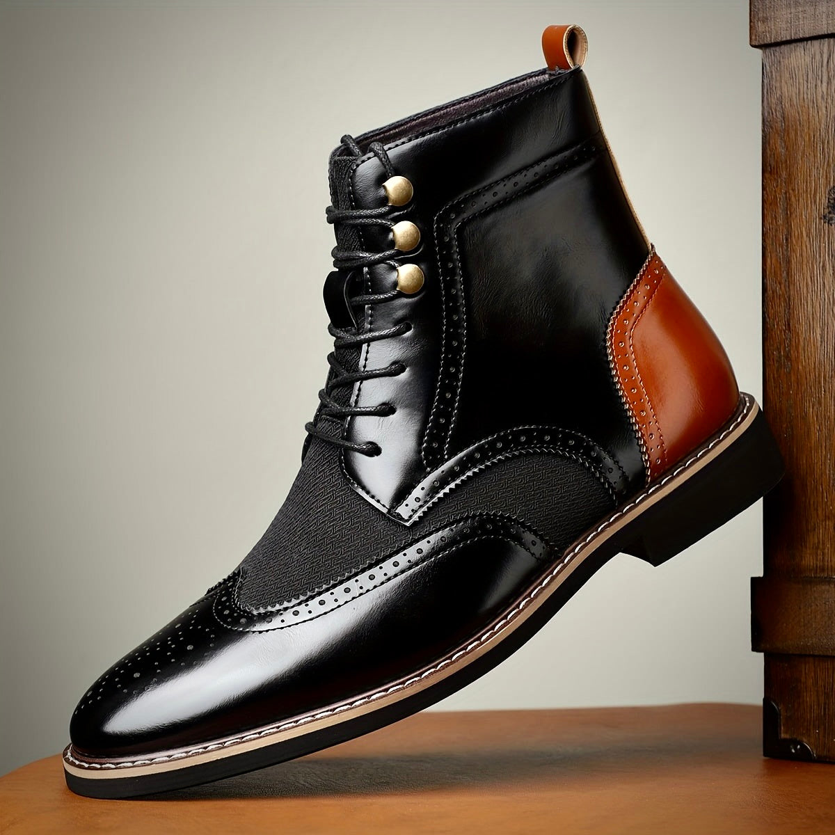 Herren Lederstiefel Oxford Elegante Schwarz Lederschuhe