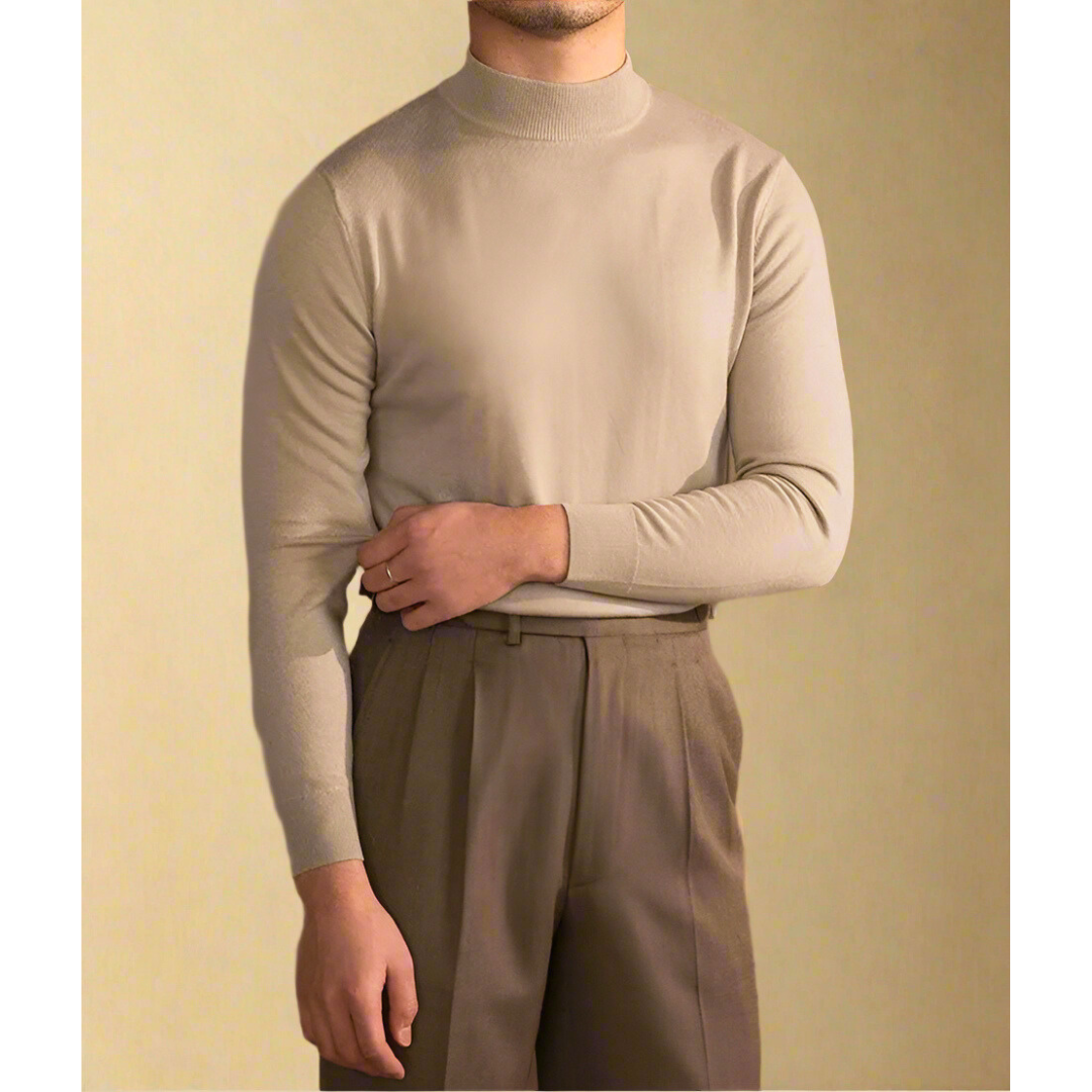Herren Pullover Rollkragen Wolle Klassisch Elegante Qualität