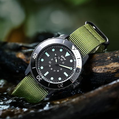 Herren Taucheruhr Wasserdicht Militärstyling Schwarz