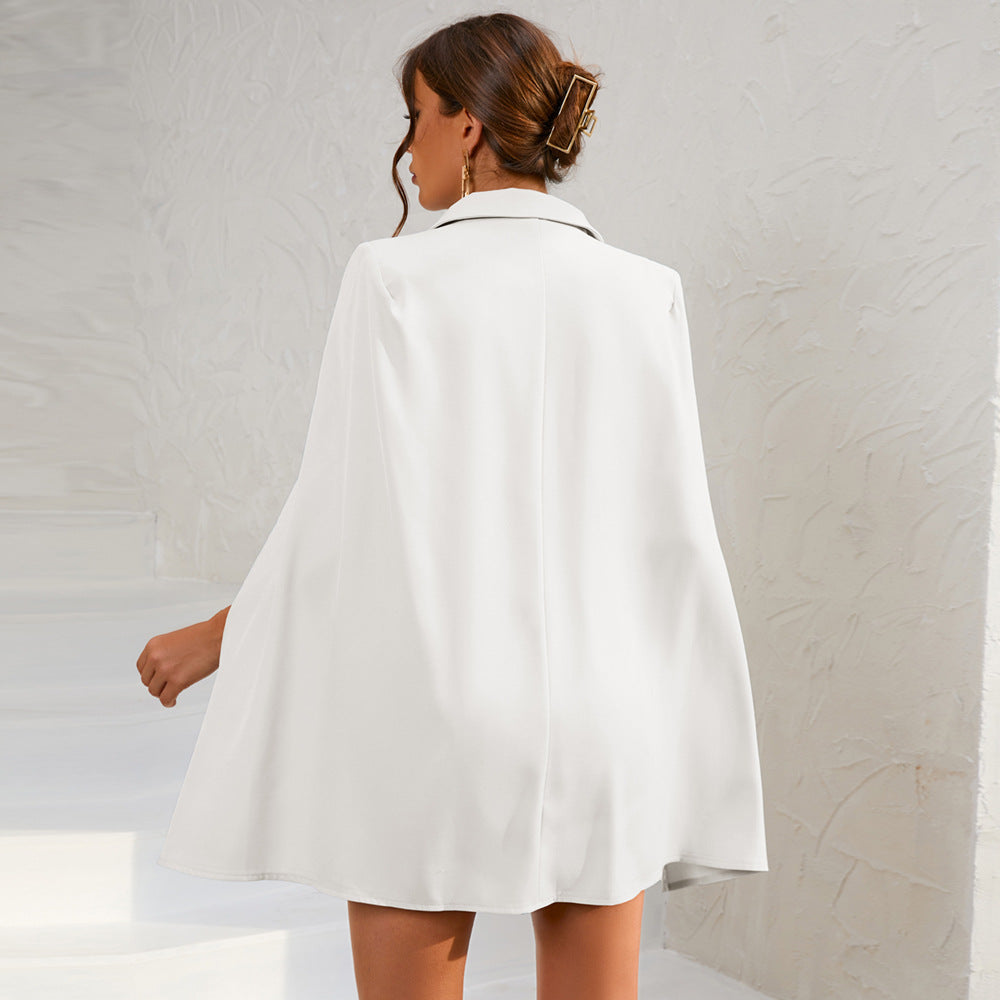 Damen Minikleid Cape Blazer Style Goldknöpfe Elegant