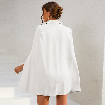 Damen Minikleid Cape Blazer Style Goldknöpfe Elegant